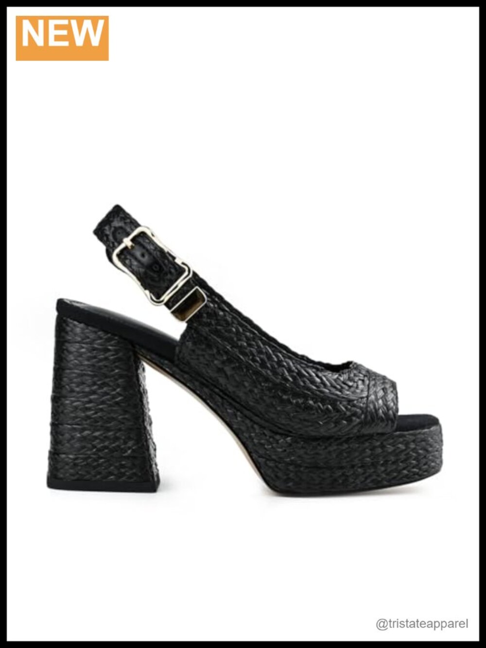 Woven Platform Slingback Sandals Chunky Block Heel Peep Toe Summer